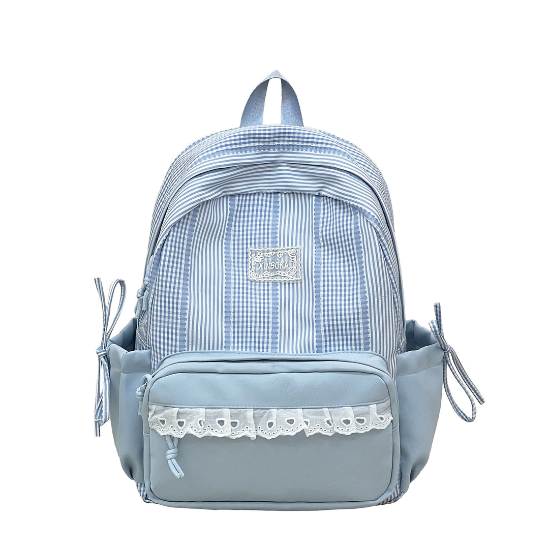 Stylish Striped Backpack with Decorative Accents Kalsten