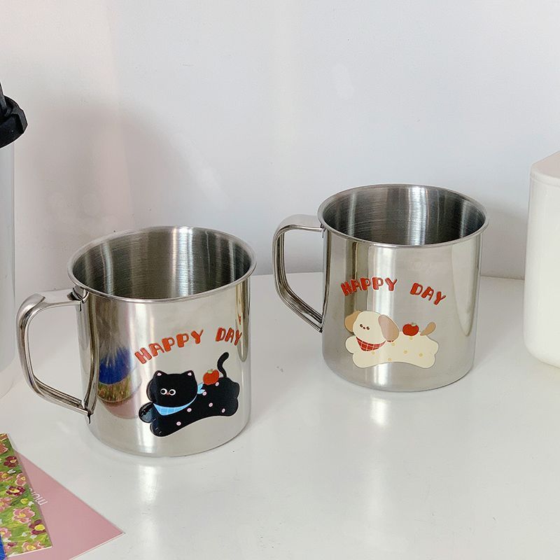 Stainless Steel Drinking Cup with Humorous Cat Motif Kalsten