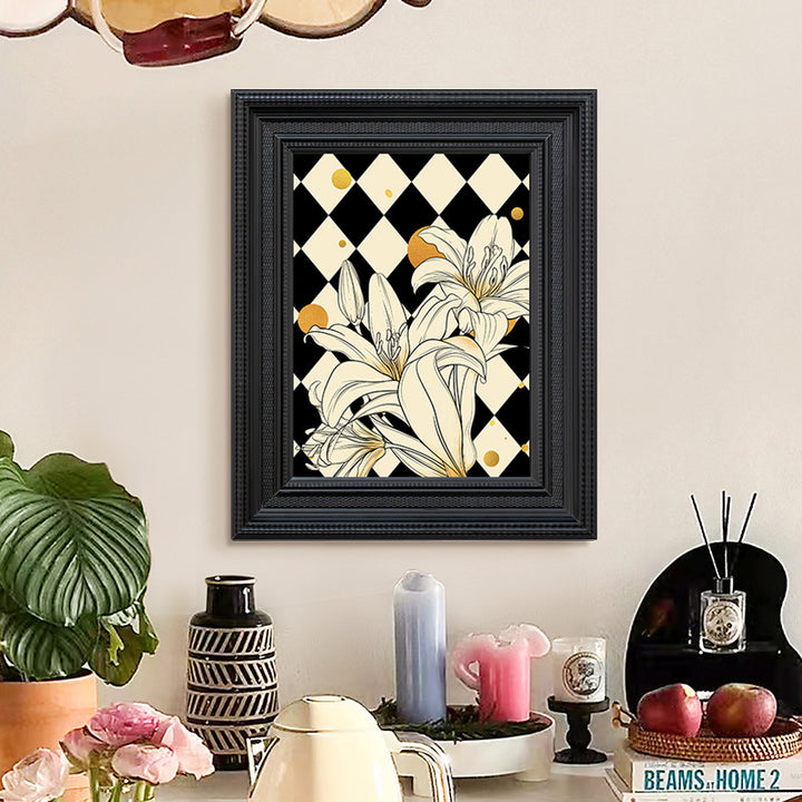 Framed Flower Pattern Geometric Artwork