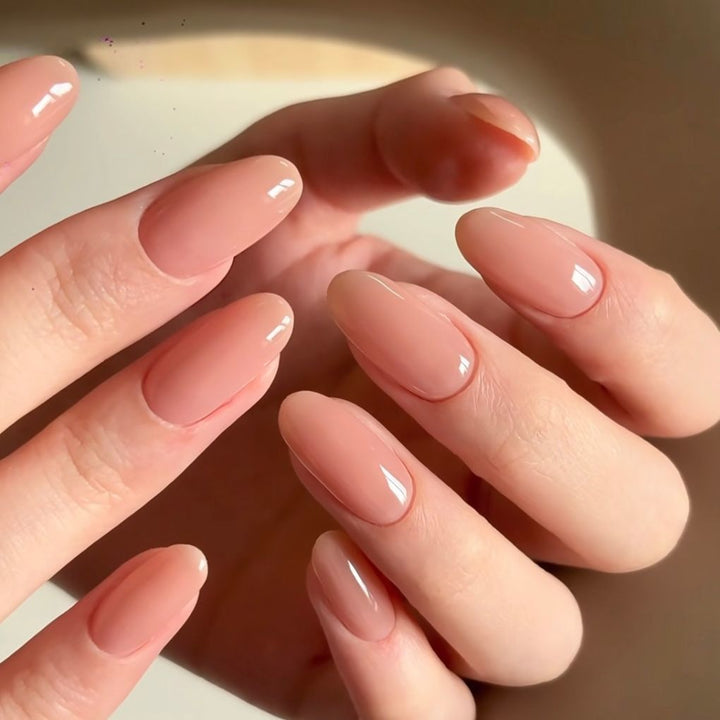 Elegant Almond Shaped Glossy Nail Enhancements