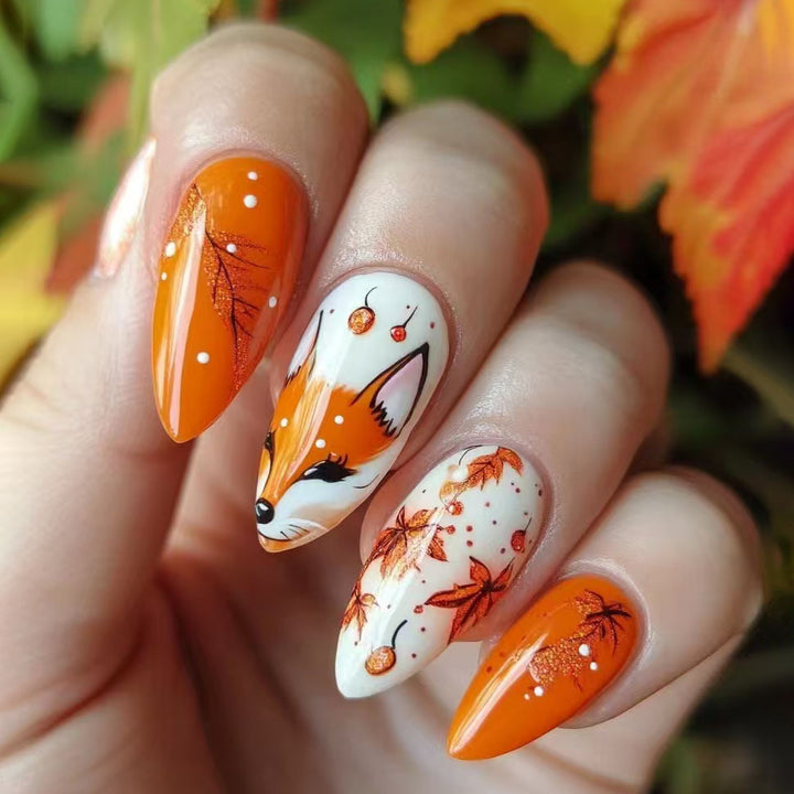 Fox-Themed Artistic Nail Art