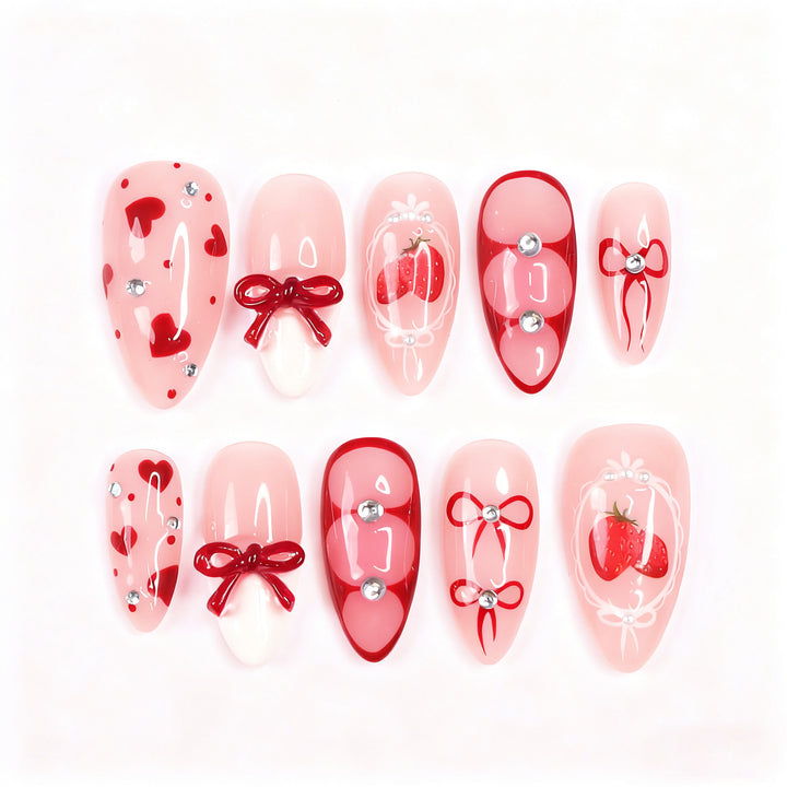 Decorative Strawberry-Themed Press-On Nail Tips Kalsten