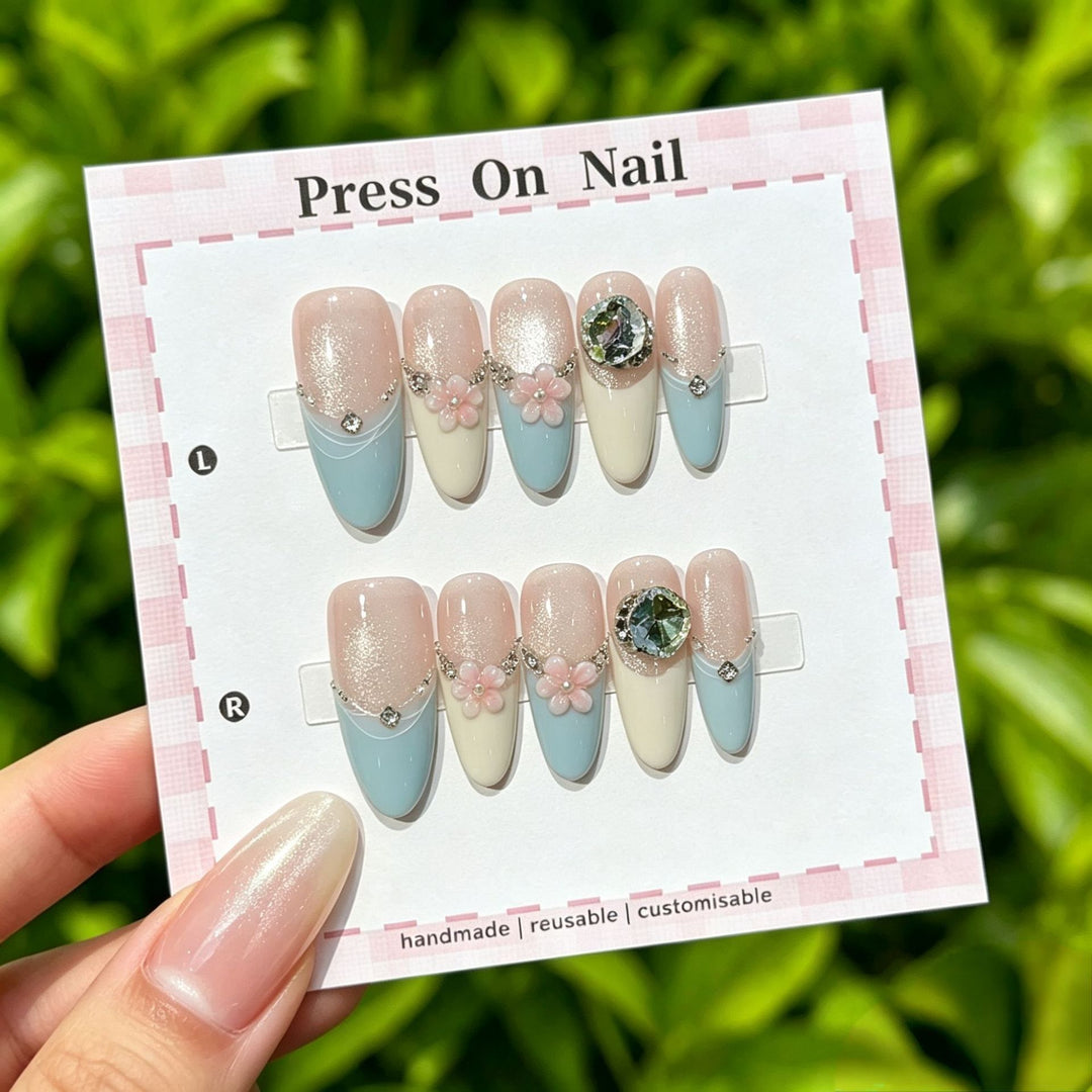 Artistic Floral Press-On Nail Set  1791773803