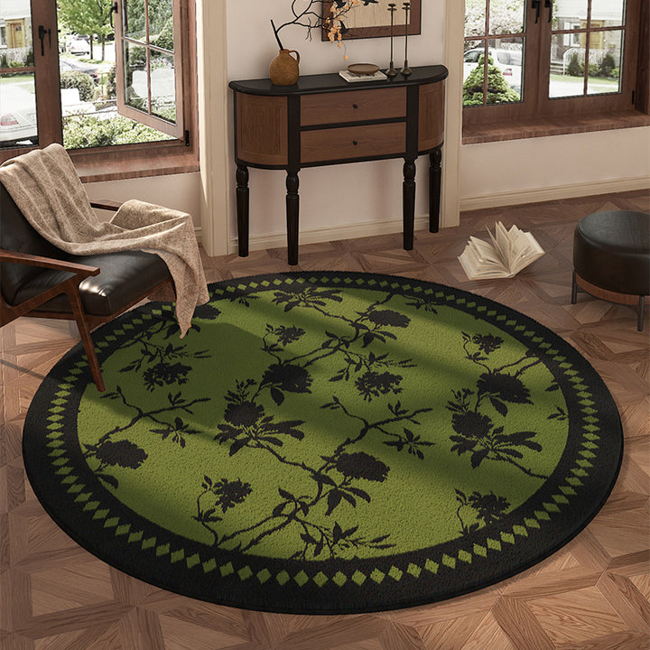 Round Floral Design Area Rug