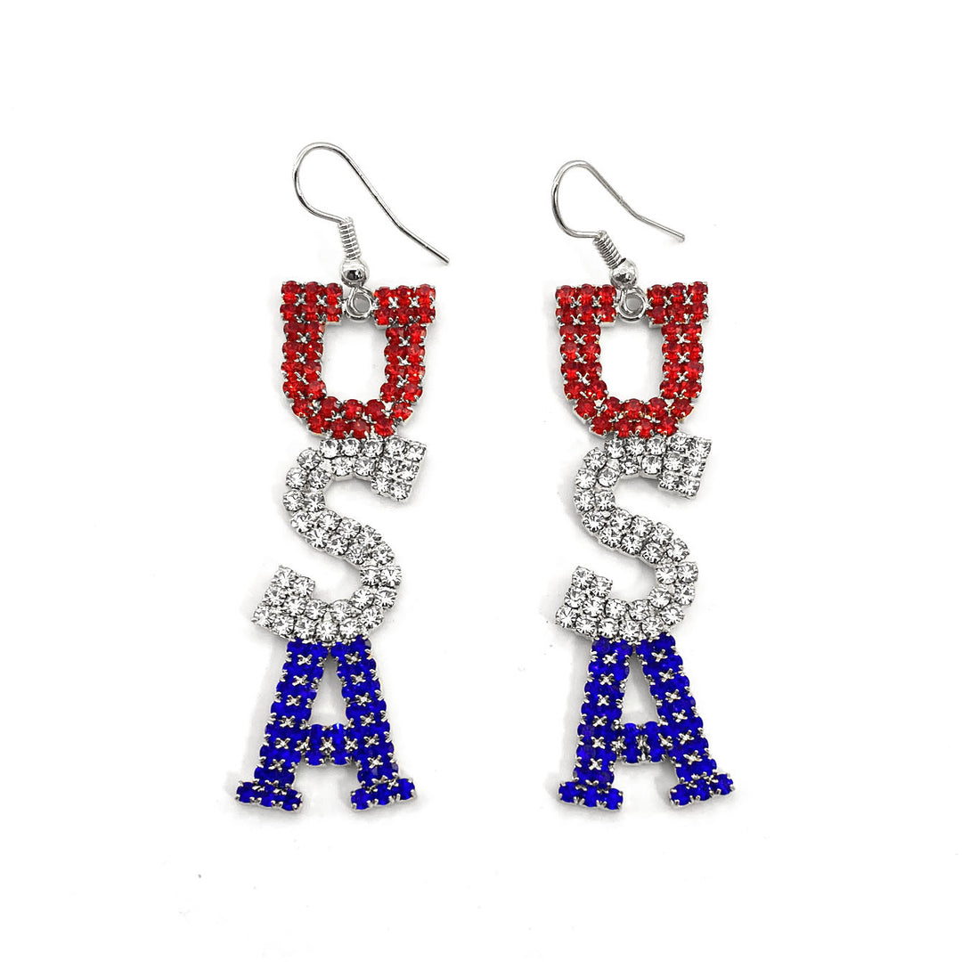 Ladies long sparkling crystal tassel earrings with geometric stud closure Kalsten