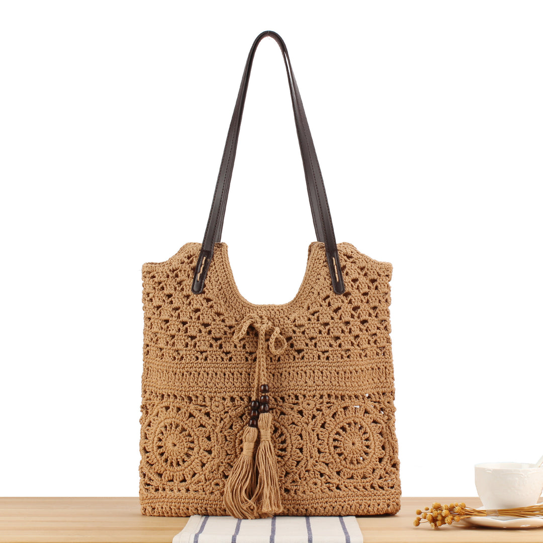 Handbag in Creative Macrame Design with Tassel Detail Kalsten