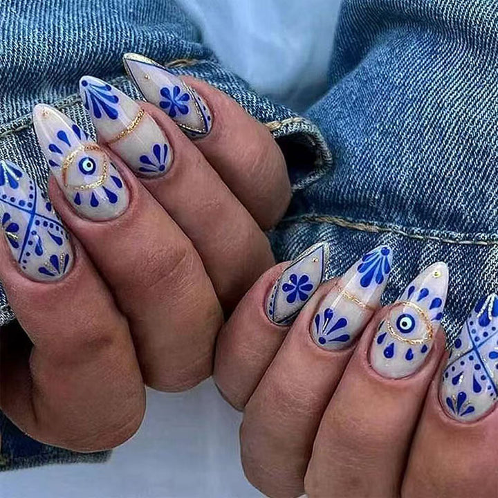 Artistic Floral Stiletto Press-On Nails  1791110621