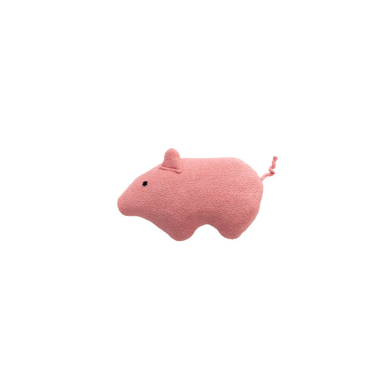 Handmade cuddly toy and decorative pillow in capybara shape made of bouclé plush