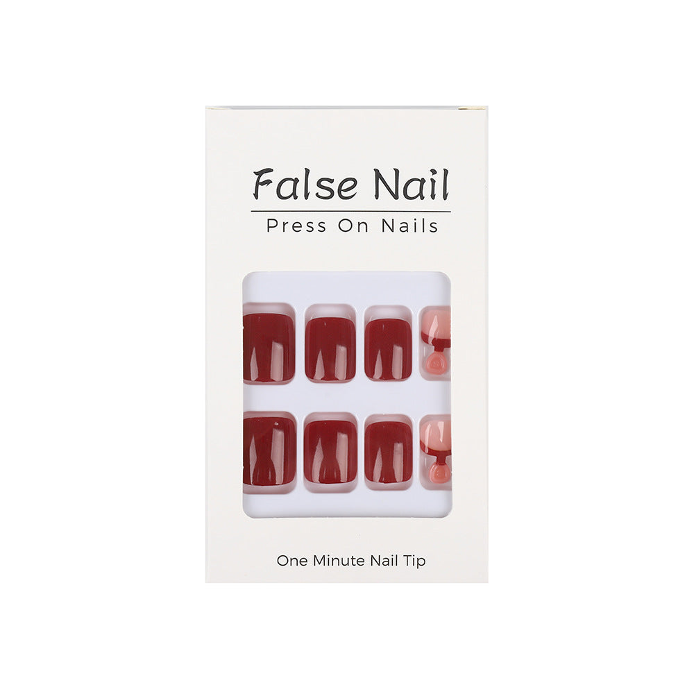 Acrylic nail set in elegant red and nude design Kalsten