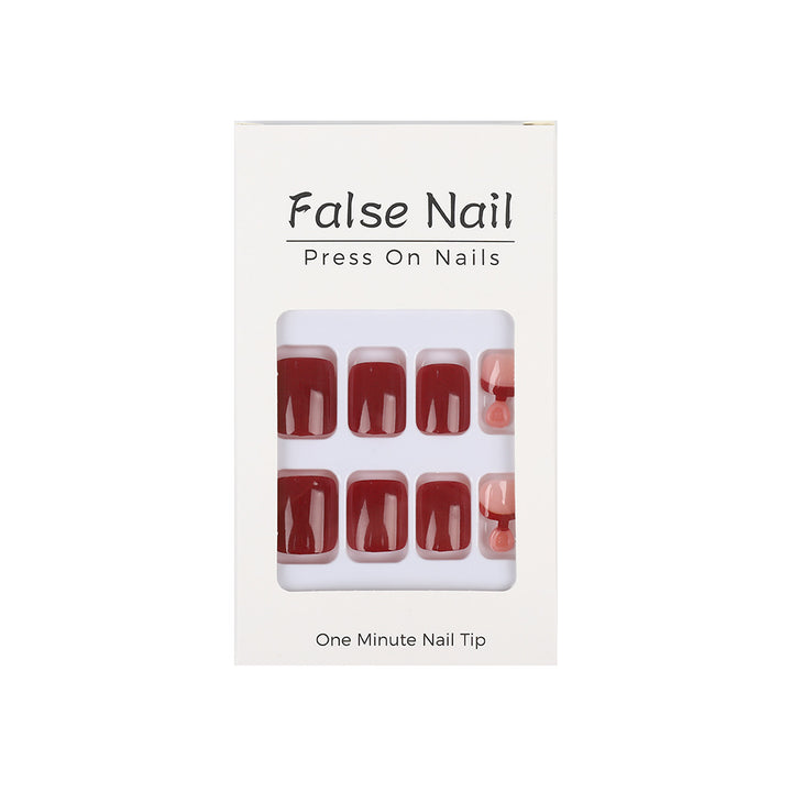Acrylic nail set in elegant red and nude design Kalsten