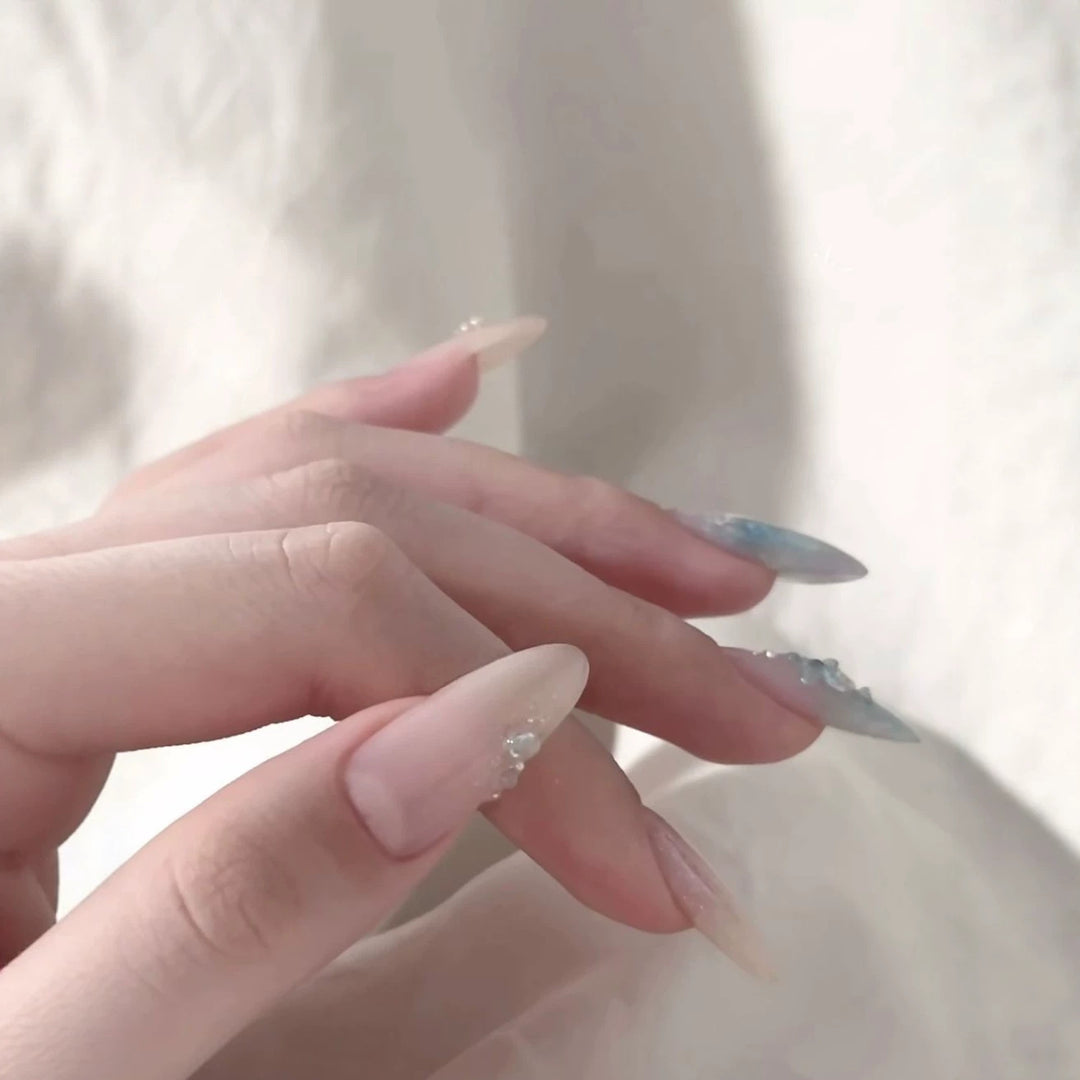 Artistic Glitter Stiletto Nail Enhancements