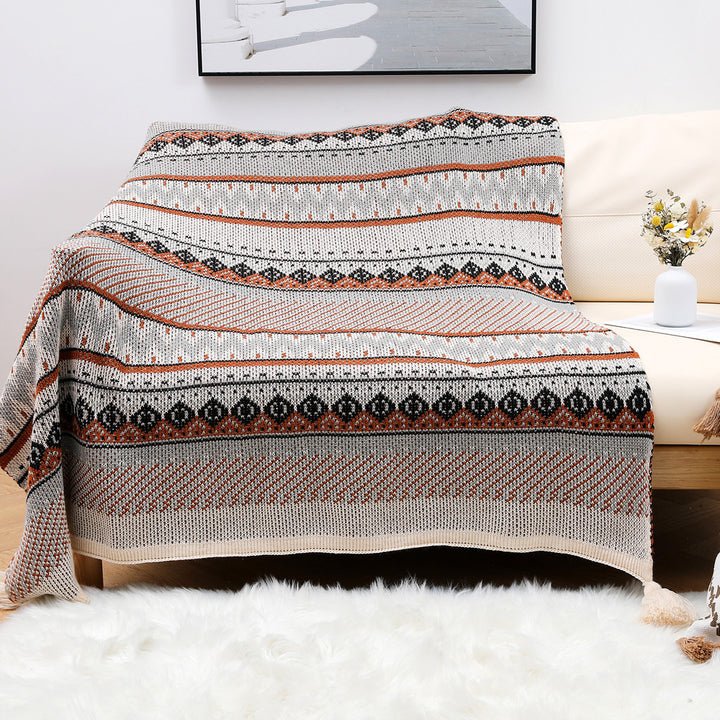 Aztec Patterned Knit Throw Blanket Kalsten