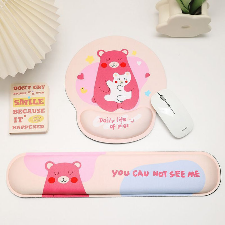 Cute Cartoon Bear-Themed Gaming Mouse Wrist Rest