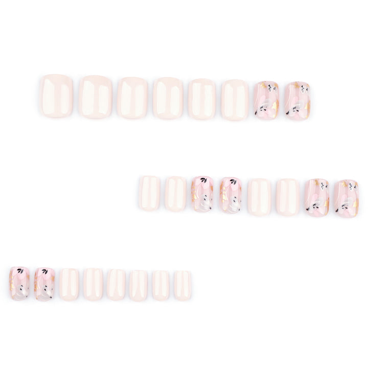 Elegant Artificial Nail Design with Floral Accents Kalsten