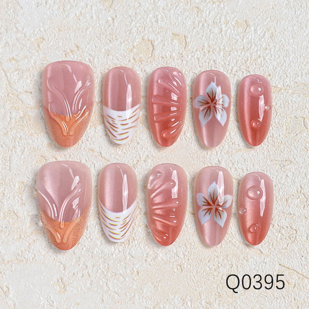Artistic Floral Design Press-On Nail Set Kalsten