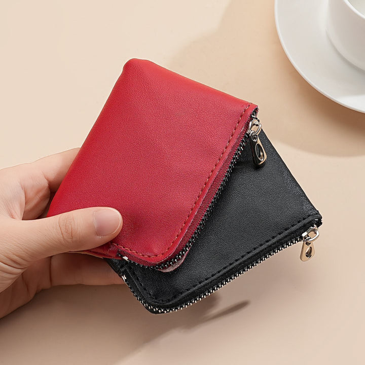 Compact Zippered Leather Card Pouch