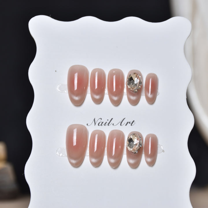 Elegant Crystal-Accented Press-On Nail Set Kalsten
