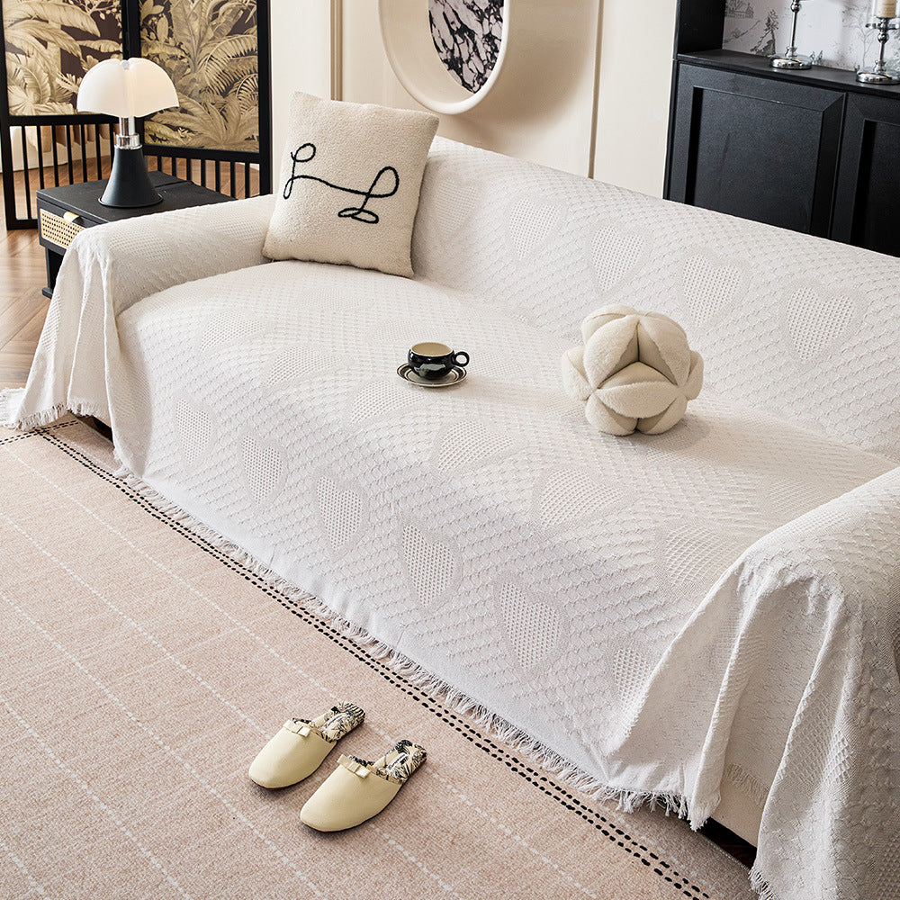 Cozy Heart Pattern Sofa Throw Blanket