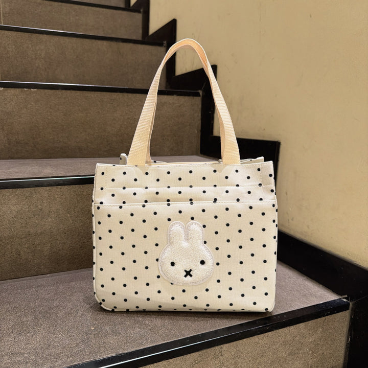 Canvas Shopper with Cute Bunny Applications Kalsten