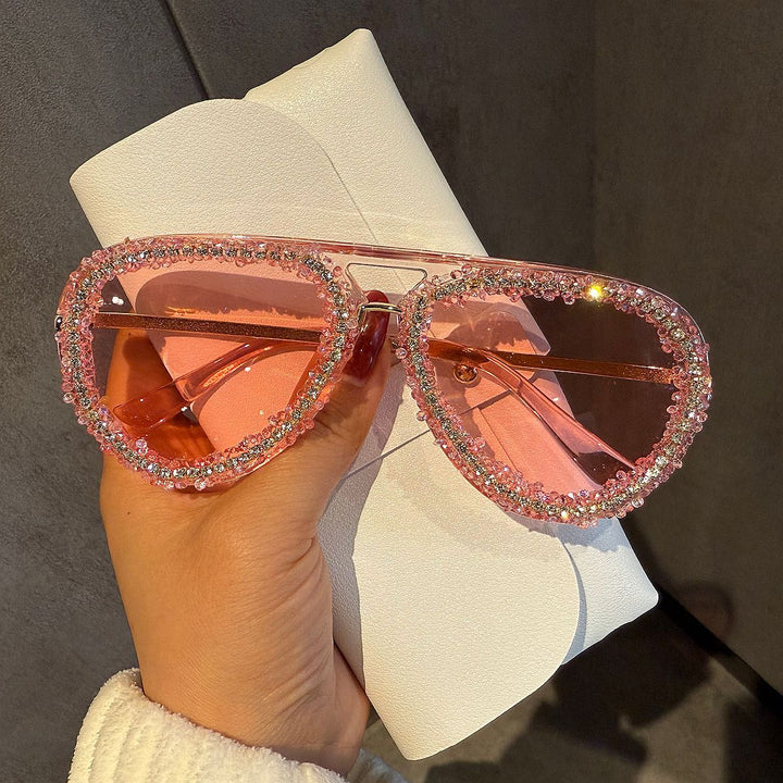 Women's extravagant heart-shaped sunglasses with sparkling rhinestone frame Kalsten