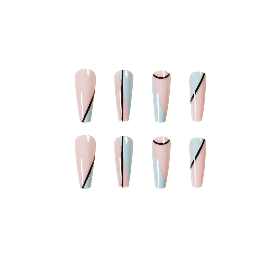 Artistic acrylic nails with geometric design Kalsten