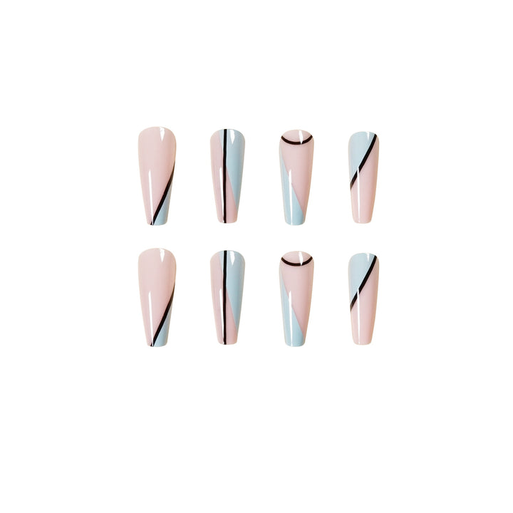 Artistic acrylic nails with geometric design Kalsten