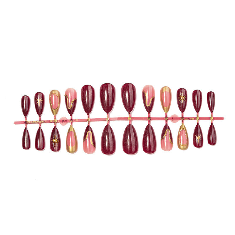 Artificial Nail Set with High-Quality Designs and Golden Accents Kalsten