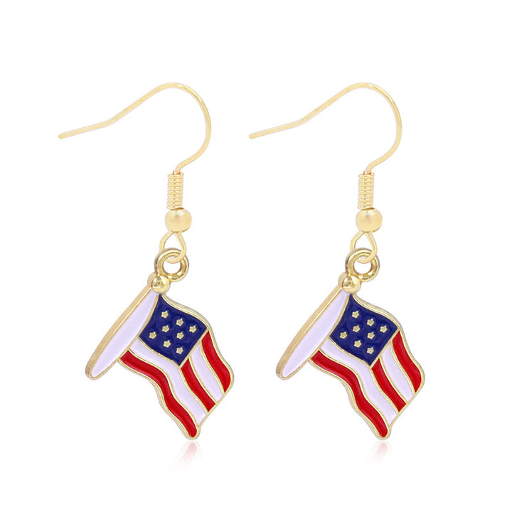Women's lightweight star earrings with enamel flag design and fishhook Kalsten