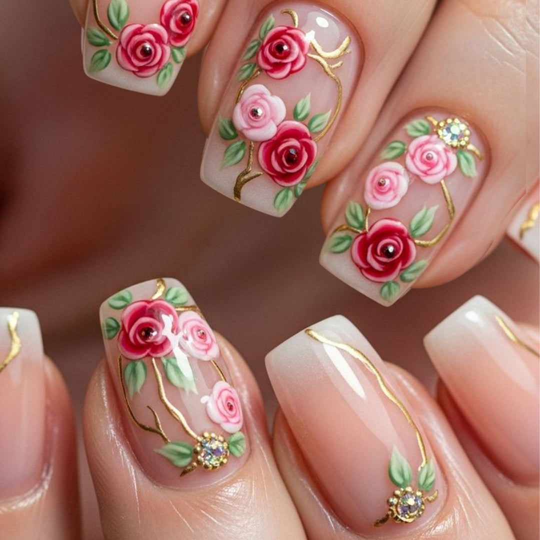 Floral Embellished Nail Art Set Kalsten