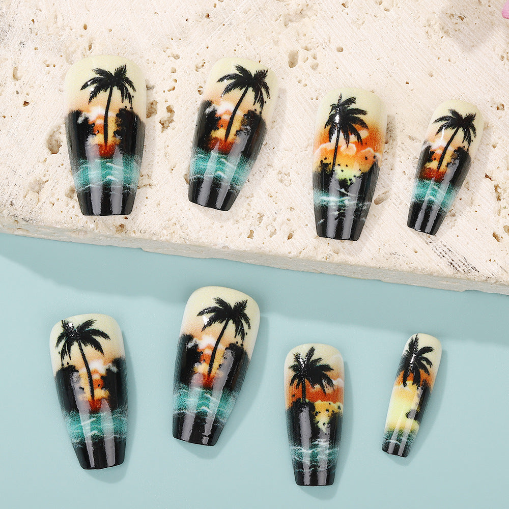 Artificial nails with tropical palm design Kalsten