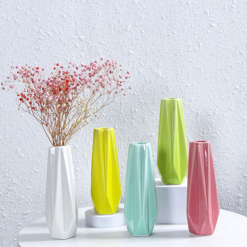 Geometric Faceted Ceramic Flower Vase Kalsten