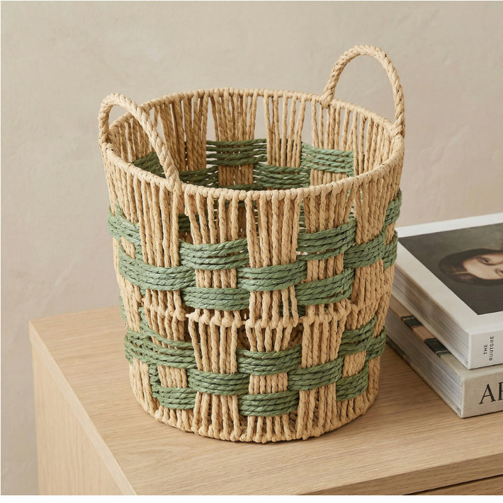 Decorative Woven Storage Basket with Geometric Pattern Kalsten