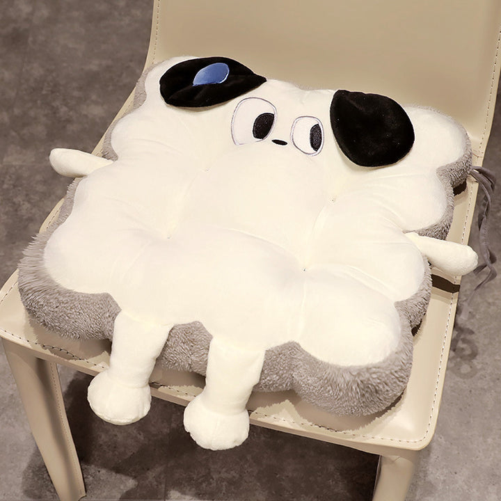 Plush seat cushion in cat shape with extra soft padding and seat cover