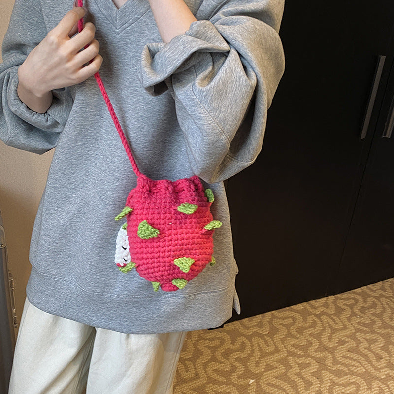 Crochet Strawberry-Themed Mini Backpack