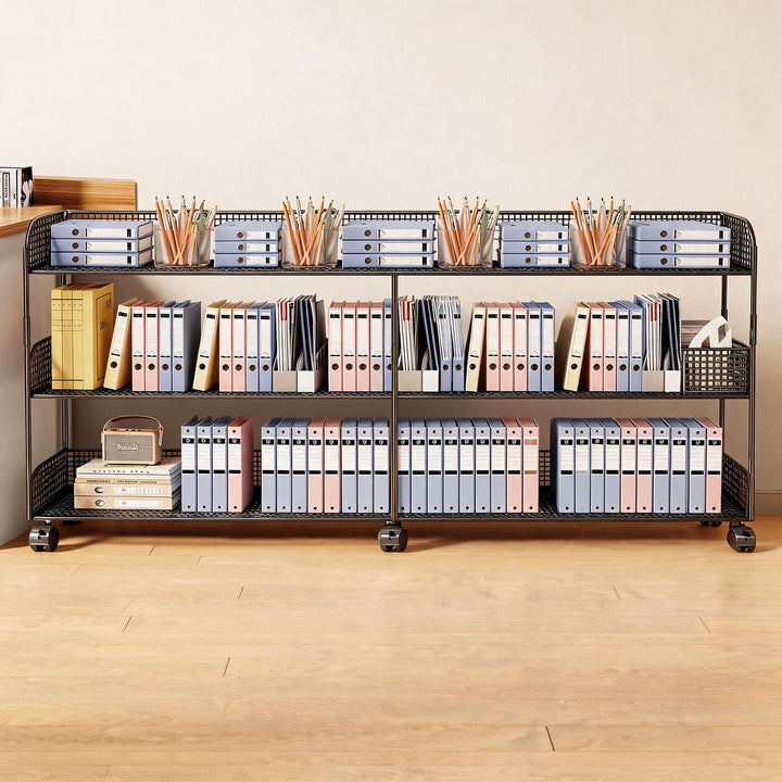 Three-Tier Rolling Mesh Storage Cart with Locking Casters