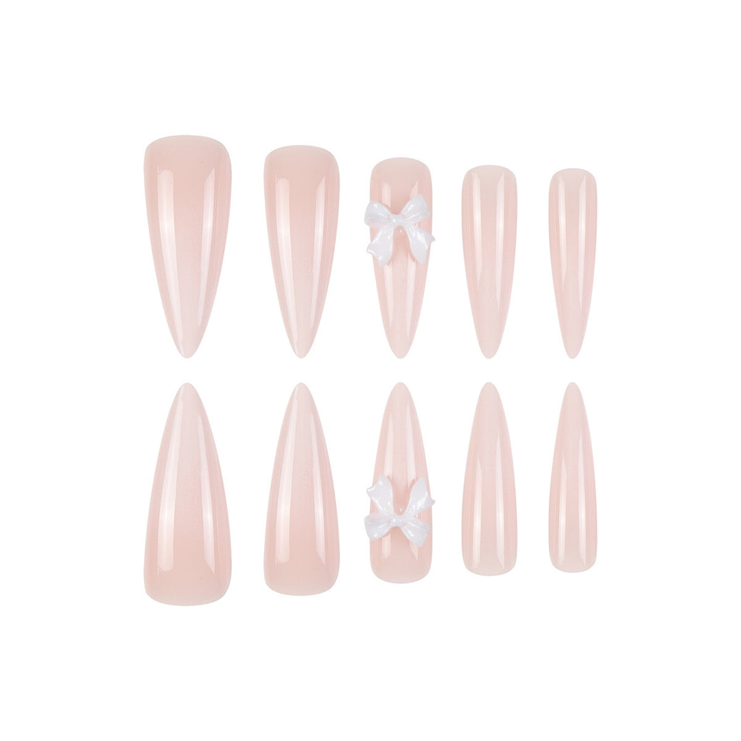 Premium Stiletto Press-On Nails with Unique Bow Decoration Kalsten