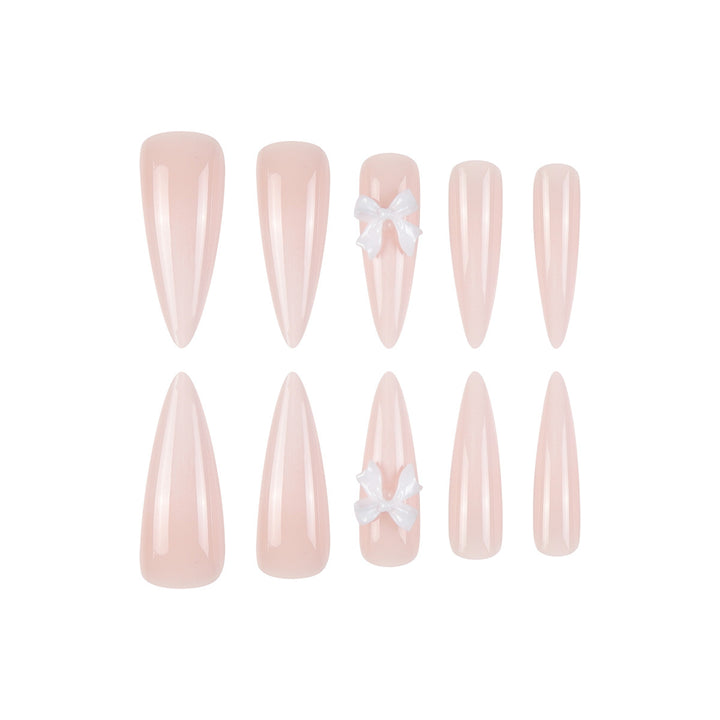 Premium Stiletto Press-On Nails with Unique Bow Decoration Kalsten