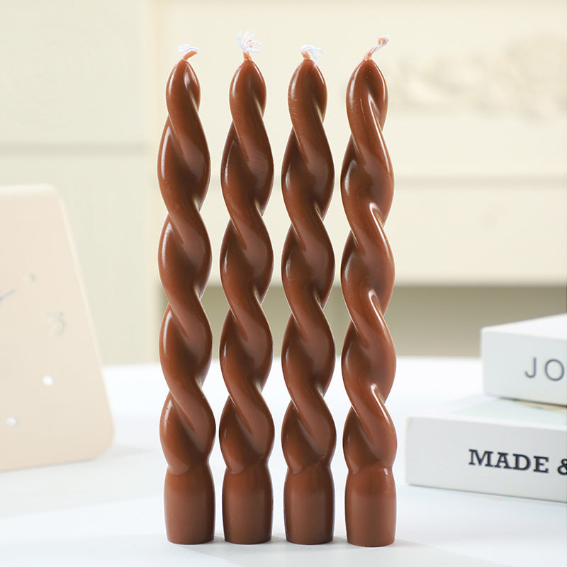 Twisted Spiral Taper Candle Set for Tabletop Decor