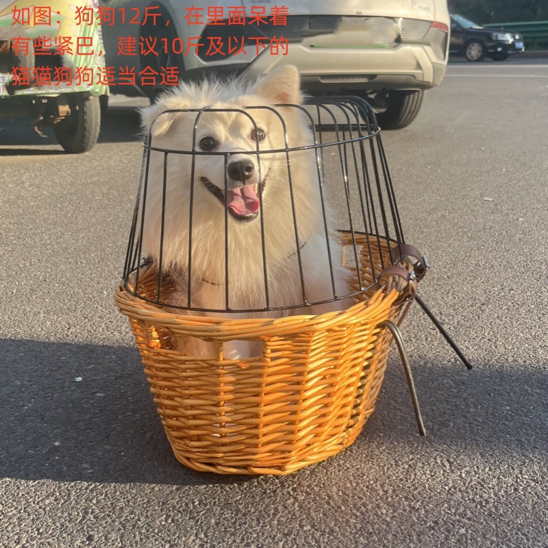 woven rattan bicycle front basket with quick-release mounting system Kalsten