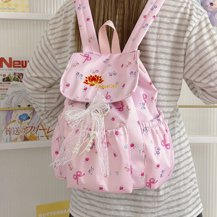 Floral-Embellished Drawstring Backpack Kalsten