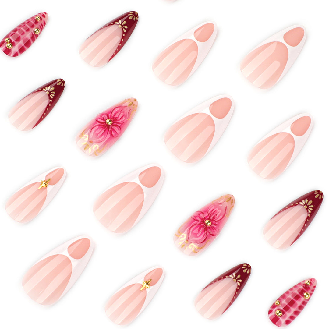 Artistic Nail Art with Floral and Glitter Accents Kalsten