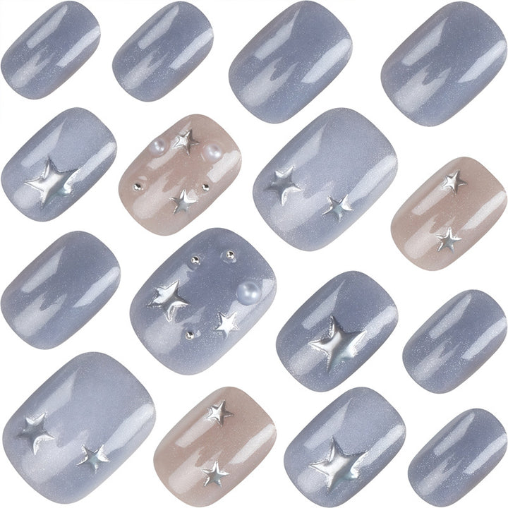 Artistic Press-On Nail Set with Celestial Theme Kalsten