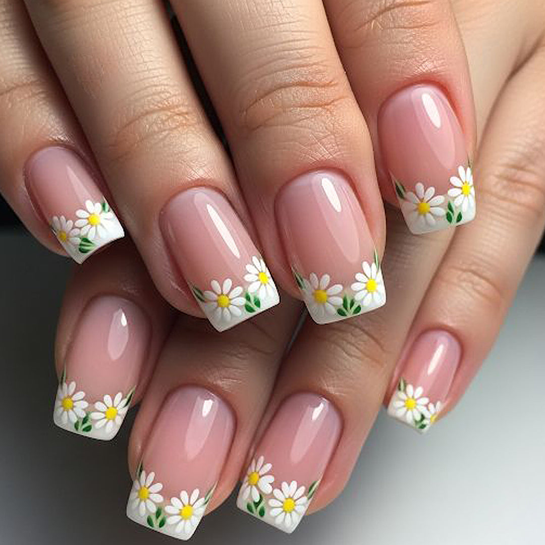 Floral French Tip Nail Art Set Kalsten