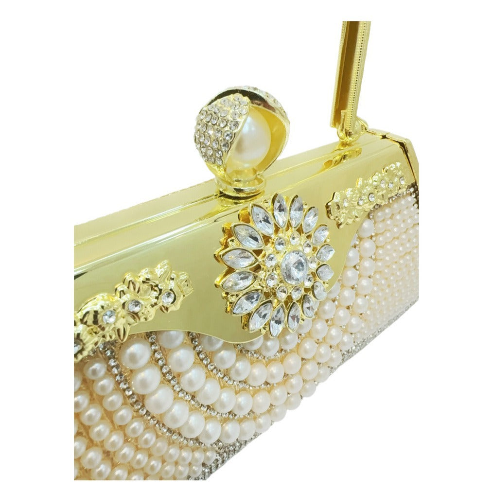 Vintage Pearl Embellished Evening Clutch