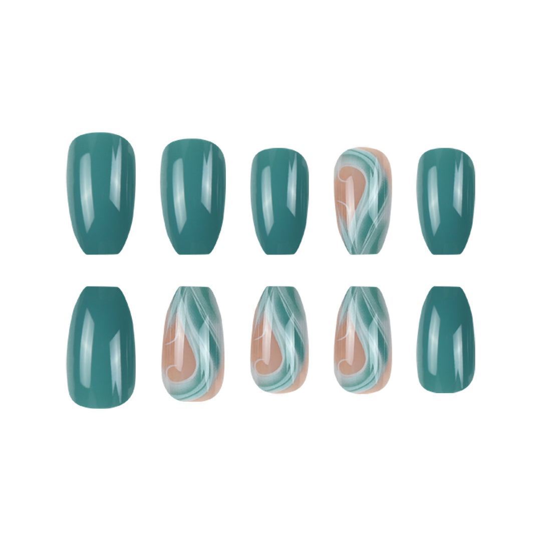 Artistic Stiletto Press-On Nail Set with Abstract Design Kalsten