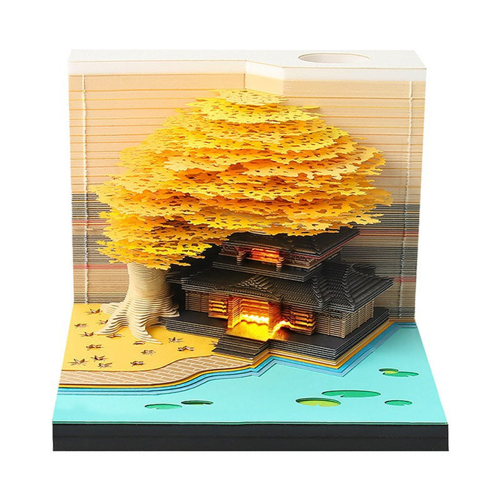 Handcrafted Layered Diorama Led Lightbox With Pop-Up Maple Tree Scene