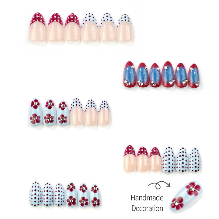 Floral Pattern Manual Press-On Nail Set