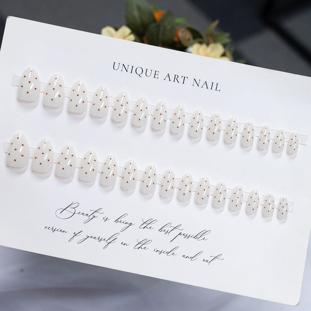 Artistic Press-On Nail Set with Unique Spot Design