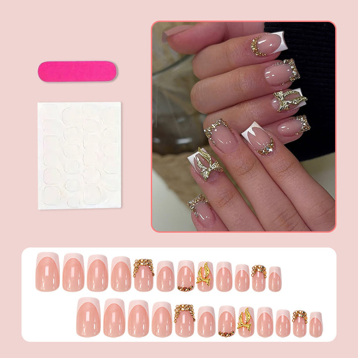 Nail art set with elegant glitter ornaments and stylish French tips Kalsten
