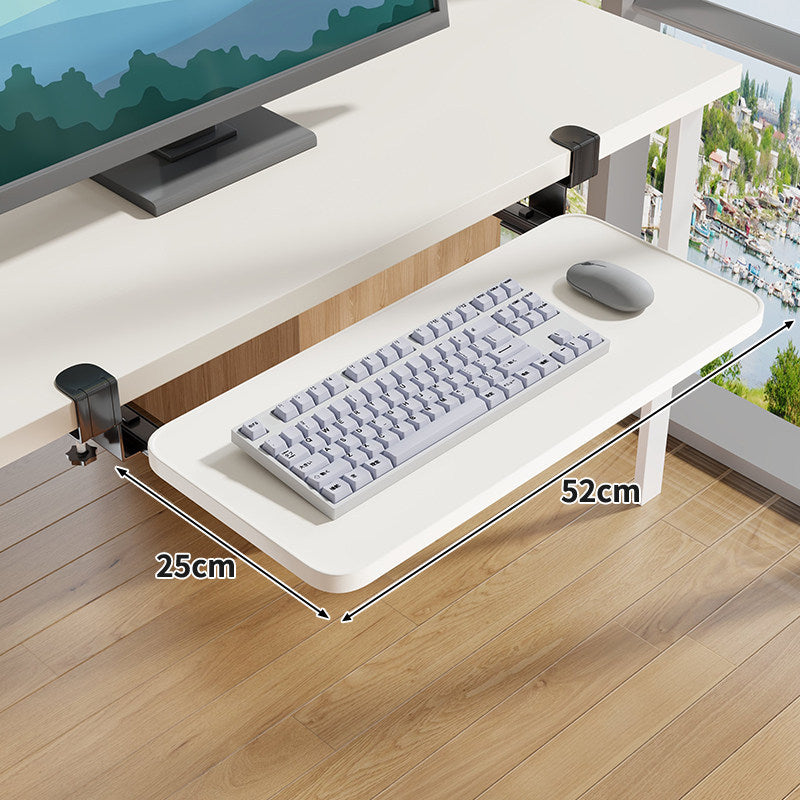 Clamp-Mounted Under-Desk Adjustable Bamboo Keyboard Tray